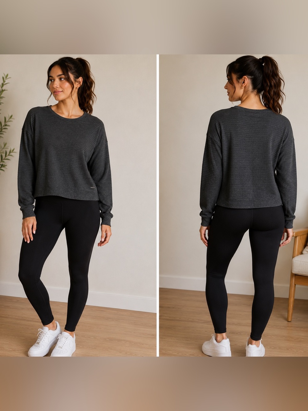 5/$25 - La Vie en Rose Textured Gray Knit Top